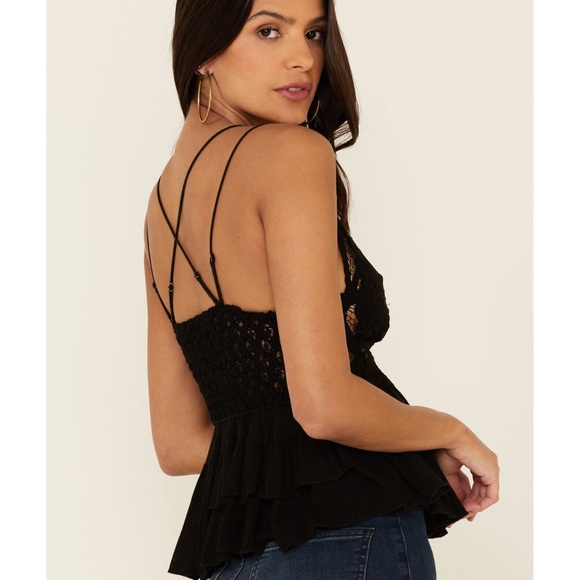 NWT FREE PEOPLE WOMEN'S ADELLA CAMI LACE RUFFLED TANK TOP - Picture 3 of 3
